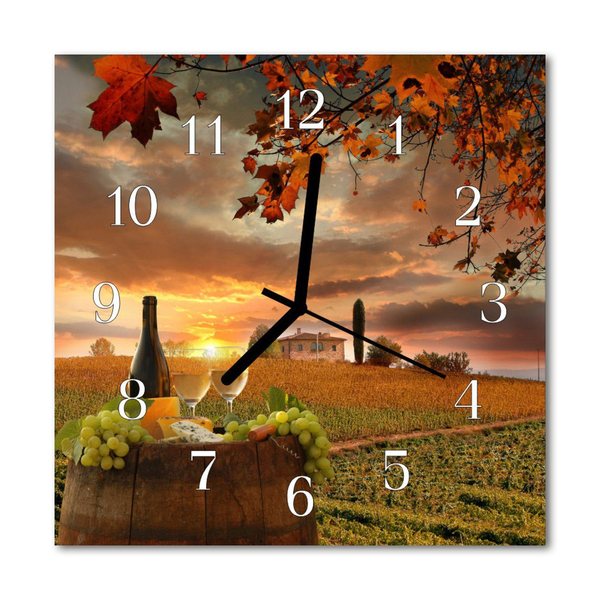 Glasuhr Wanduhr Wein Natur