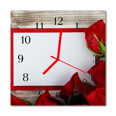 Glasuhr Wanduhr Rosen
