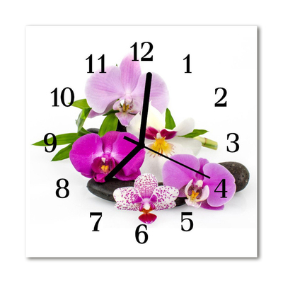 Glasuhr Wanduhr Orchidee