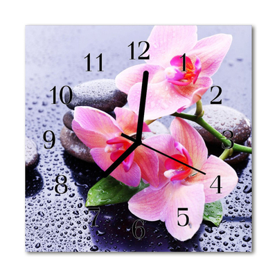 Glasuhr Wanduhr Orchidee