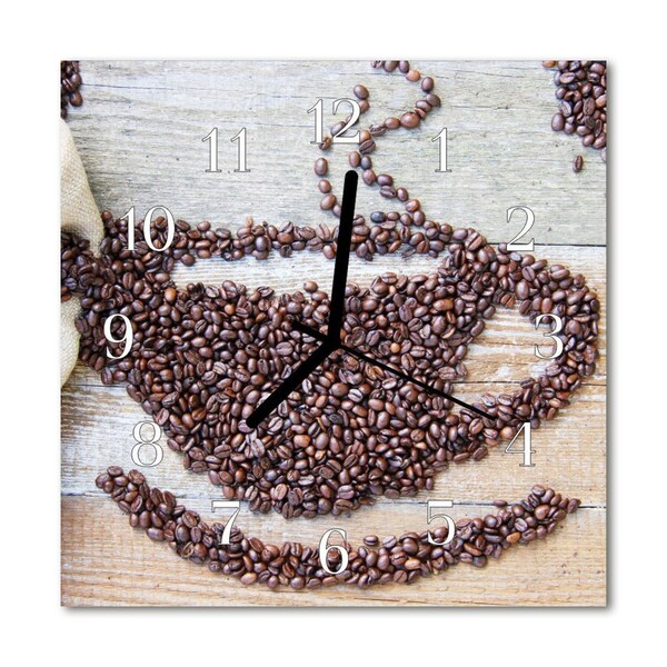 Glasuhr Wanduhr Kaffeebohnen