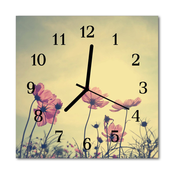 Glasuhr Wanduhr Blumen