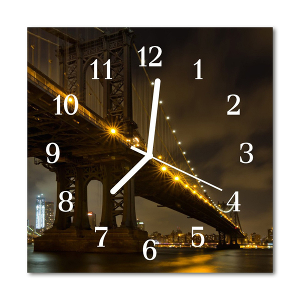 Glasuhr Wanduhr Brücke Nacht