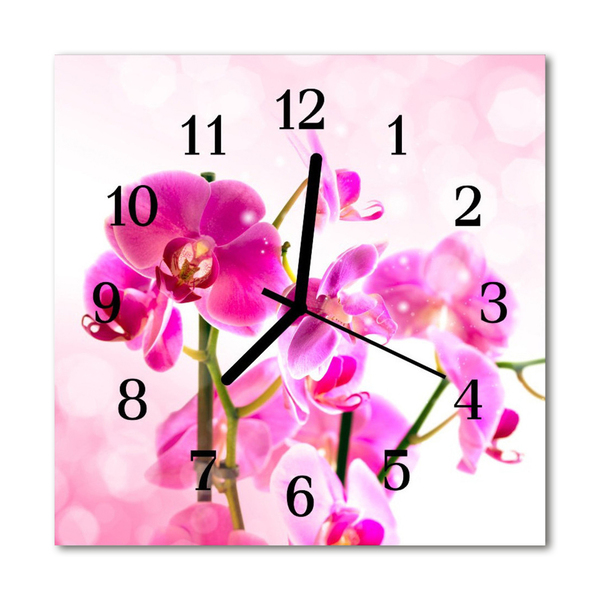 Glasuhr Wanduhr Orchidee