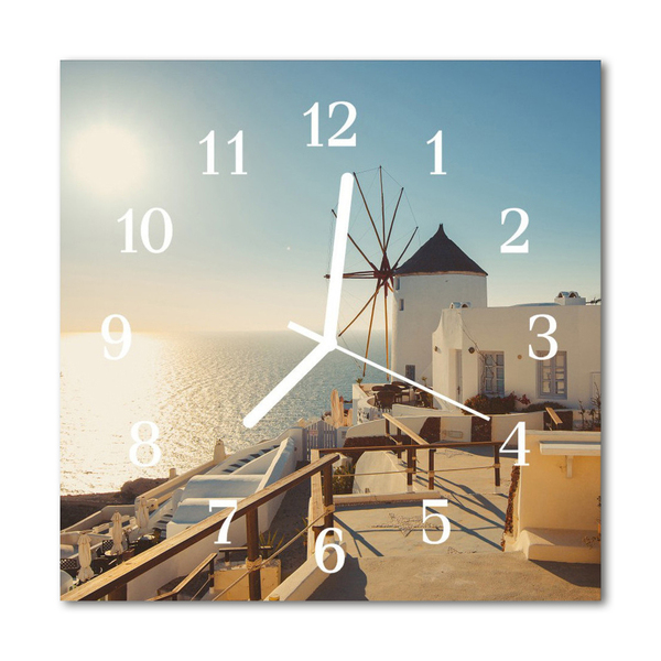 Glasuhr Wanduhr Santorini