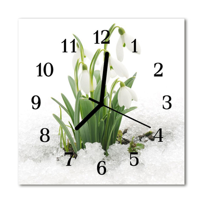 Glasuhr Wanduhr Schneeglöckchen