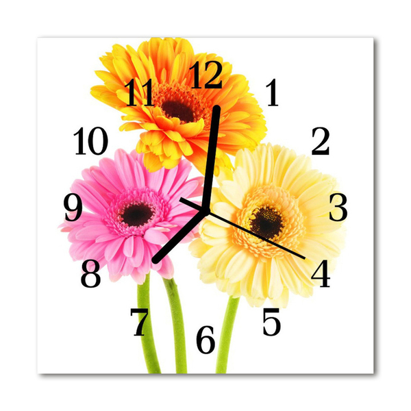 Glasuhr Wanduhr Blumen