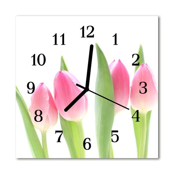 Glasuhr Wanduhr Tulpen