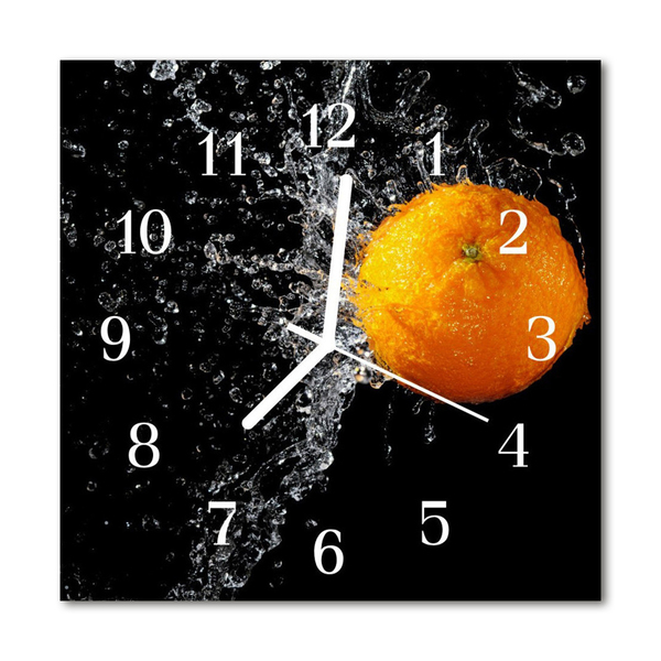 Glasuhr Wanduhr Orange