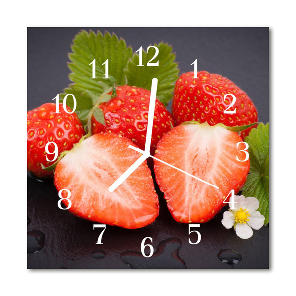 Glasuhr Wanduhr Erdbeeren