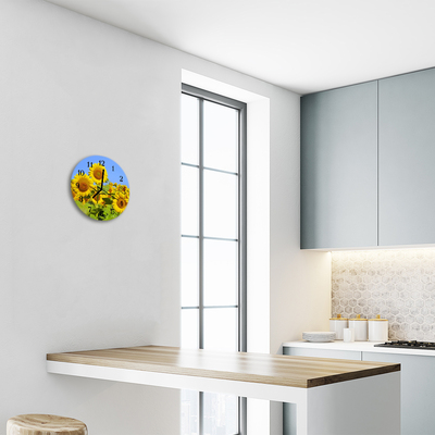 Glasuhr Küchenuhr Sonnenblumen