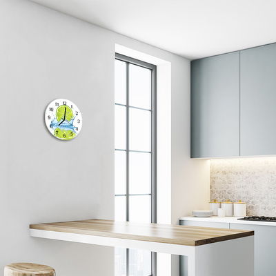 Glasuhr Küchenuhr Limetten Wasser