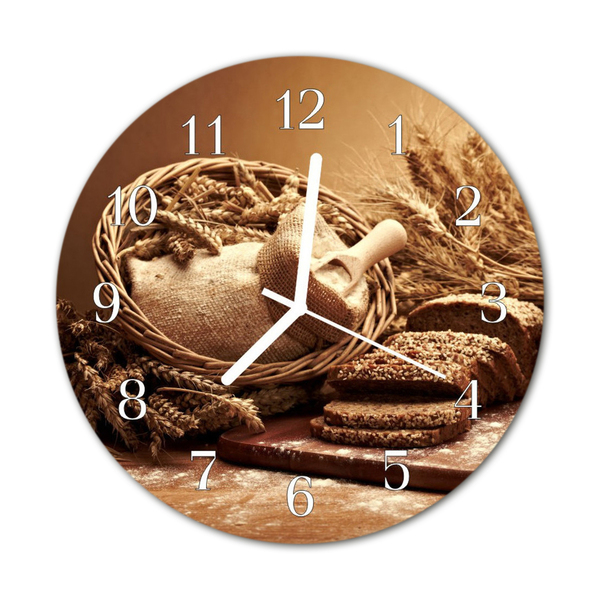 Glasuhr Küchenuhr Brot Ähren