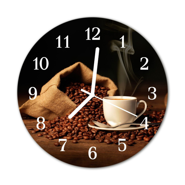 Glasuhr Küchenuhr Kaffeebohnen