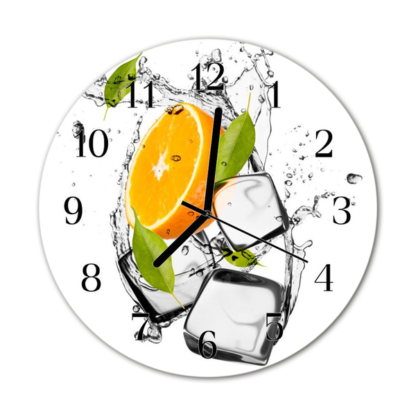Glasuhr Küchenuhr Eis Orange