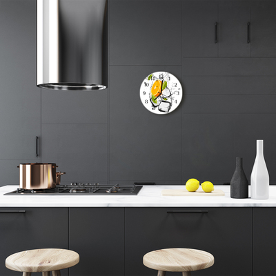 Glasuhr Küchenuhr Eis Orange