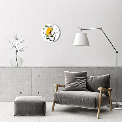 Glasuhr Küchenuhr Eis Orange
