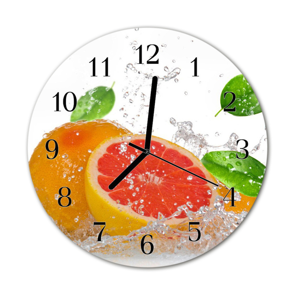Glasuhr Wanduhr Grapefruit