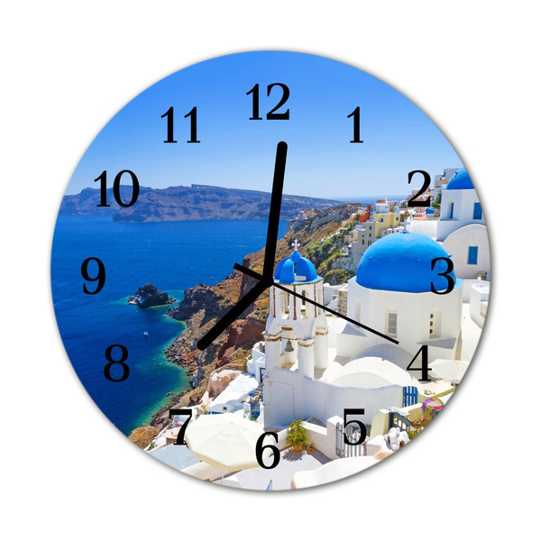 Glasuhr Wanduhr Santorini