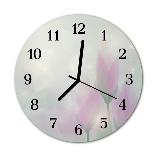Glasuhr Wanduhr Blumen