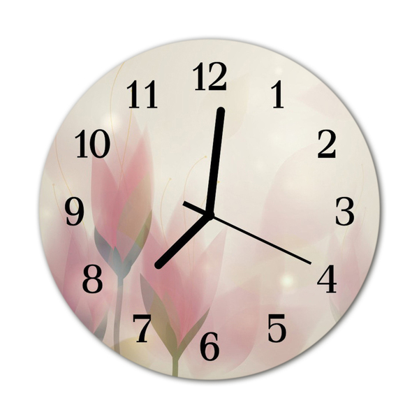Glasuhr Wanduhr Blumen