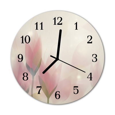 Glasuhr Wanduhr Blumen