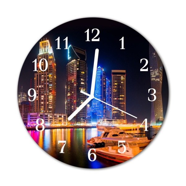 Glasuhr Wanduhr Skyline