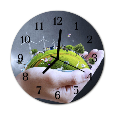 Glasuhr Wanduhr Hand Erde