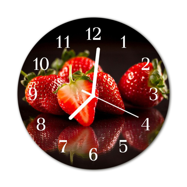 Glasuhr Wanduhr Erdbeeren