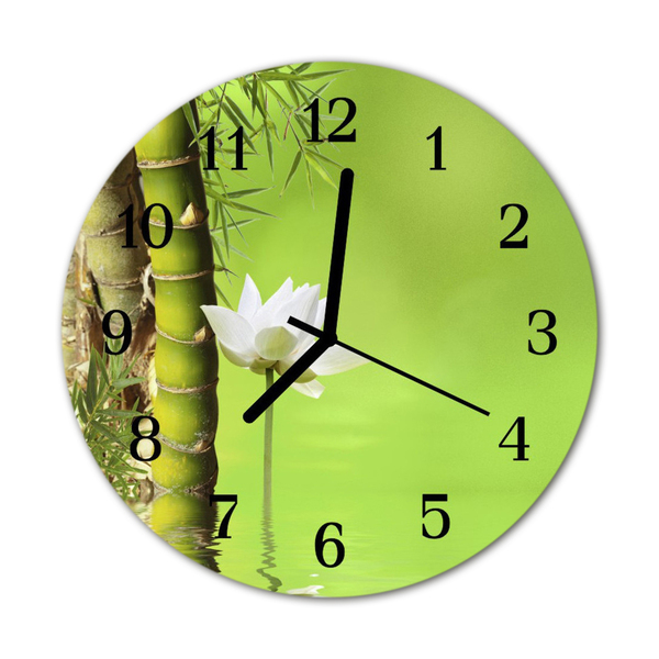 Glasuhr Wanduhr Bambus