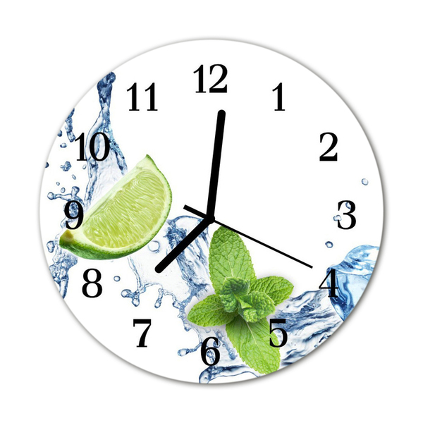 Glasuhr Wanduhr Minze Limette
