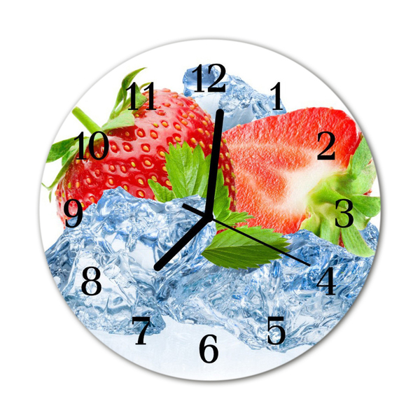 Glasuhr Wanduhr Erdbeeren Eis