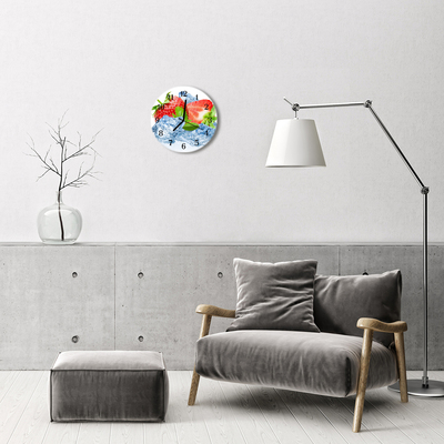 Glasuhr Wanduhr Erdbeeren Eis
