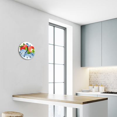 Glasuhr Wanduhr Erdbeeren Eis