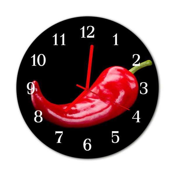 Glasuhr Wanduhr Chilischoten