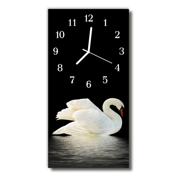 Glasuhr Wanduhr Schwan