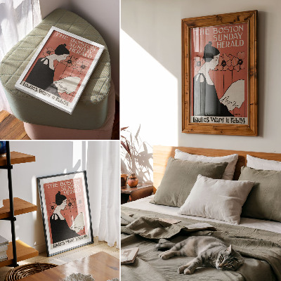 Wandposter Frau liest Zeitung im Jugendstil von Ethel Reed