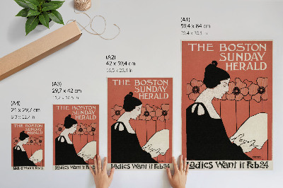 Wandposter Frau liest Zeitung im Jugendstil von Ethel Reed