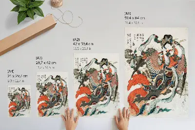 Poster mit japanischem Hokusai-Motiv im Vintage-Ukiyo-e-Stil
