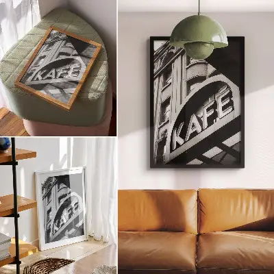 Poster mit einer nostalgischen Inschrift an der Gebäudefassade
