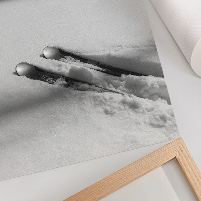 Kunstdruck leinwand Minimalismus, weißgraue Skier, Schatten, Frieden