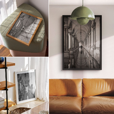 Wandposter Architekturperspektive der monochromen Symmetrie