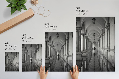 Wandposter Architekturperspektive der monochromen Symmetrie