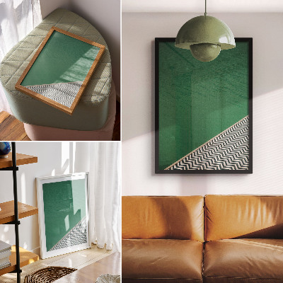 Poster Grün mit geometrischem schwarz-weißem Muster
