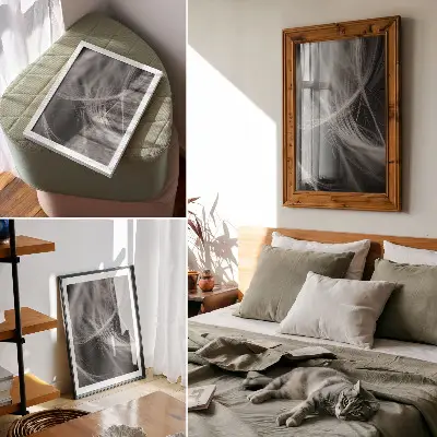 Leinwand Kunstdruck abstrakter moderner Stil mit zarten Linien