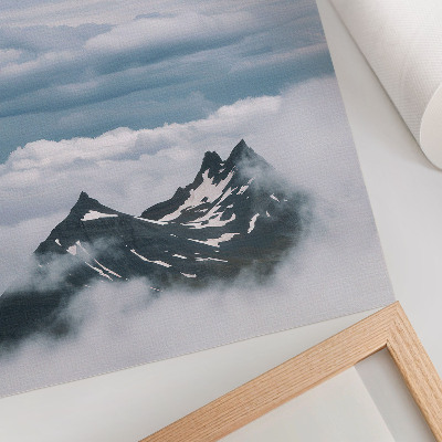 Kunstdruck leinwand Berggipfel im Nebel, Frieden, Eleganz