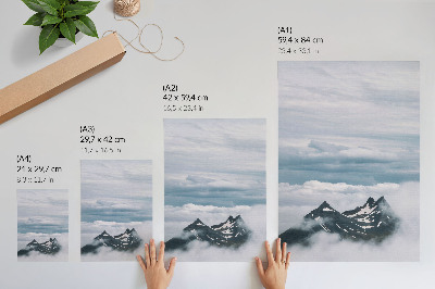 Kunstdruck leinwand Berggipfel im Nebel, Frieden, Eleganz