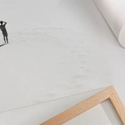 Wandposter mit minimalistischem Motiv zu den Themen Einsamkeit, Raum und Frieden