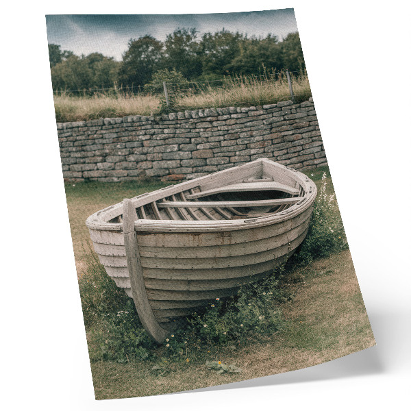 Kunstdruck leinwand Verlassenes Boot, Gras, Mauer, Natur, Frieden