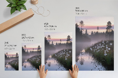 Wandposter Ein stiller Morgen am See im Nebel